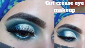 Acqua Blue Eye Makeup Tutorial |Cut Crease eyes|Step by Step for Beginners #blueeyemakeup#cutcrease