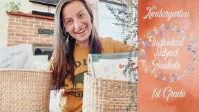 Individual Core Subject Baskets - First Grade & Kindergarten Homeschool - Math, LA, Handwriting