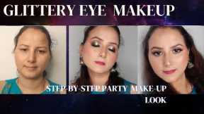 STEP BY STEP GLITTERY EYE MAKEUP TUTORIAL #partymakeup #bridalmakeup #bridalmakeup #fullfacemakeup