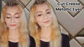 Simple Glam Cut Crease Metallic Eyes Makeup Tutorial || Step By Step