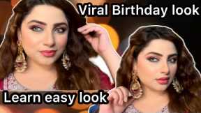 Viral Birthday Makeup look #makeup #tutorial #pinkeyelook