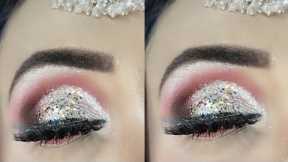 Sliver Glam Party Makeup Tutorial for beginners || Sliver Glitter eye makeup step by step || #makeup