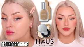 NEW HAUS LABS FOUNDATION & BLURRING POWDER FIRST IMPRESSIONS + WEAR TEST!