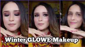 Glowey Winter Makeup Tutorial step by step with Brown smokey eyes#wintermakeup #brownsmokeyeye