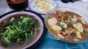 Chinese food vegetable with fish in black bean& tofu with minced chiken in oyster sauce@sovie3988