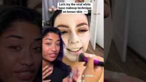 Let’s try the VIRAL white base makeup technique on brown skin 👀😳