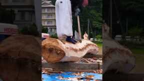 A Japanese master carpenter at work