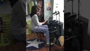 One month into teaching himself to play the (electronic) drums!