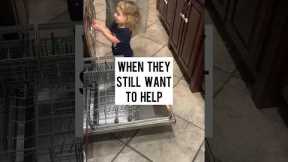 Will she still do this when she’s a teenager? 😁 #parenting #toddler #momlife #dishes #family