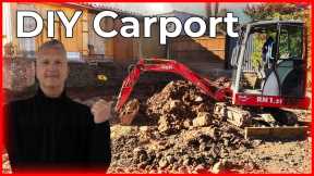 Build your own carport - digging the excavation pit and preparing the building site