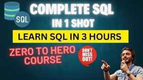 Learn Complete SQL in 3 Hours 🚀 | Complete Tutorial for Beginners | Oracle Database in 1 shot