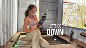 I’m through! Cutting into the floor & roof of my containers for my stairs!